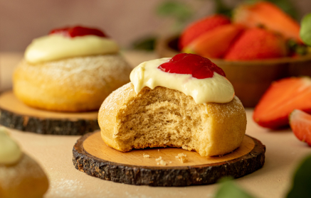 Rețetă Fitness: Gogoși cu jeleu crescute cu drojdie și cremă de brânză quark