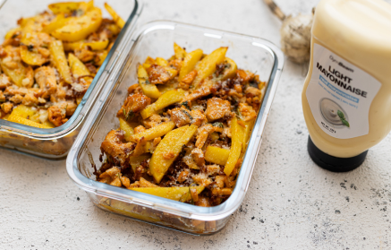 Rețeta Fitness: Piept de pui cu cartofi și maioneză light la cuptor