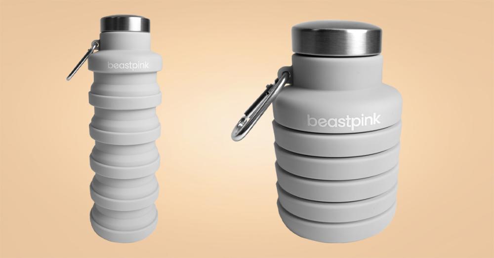 Sticlă de apă pliabilă gri 500 ml - BeastPink 