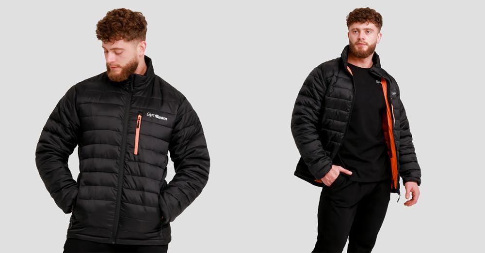 Geacă pentru bărbați Puffer Black/Orange - GymBeam