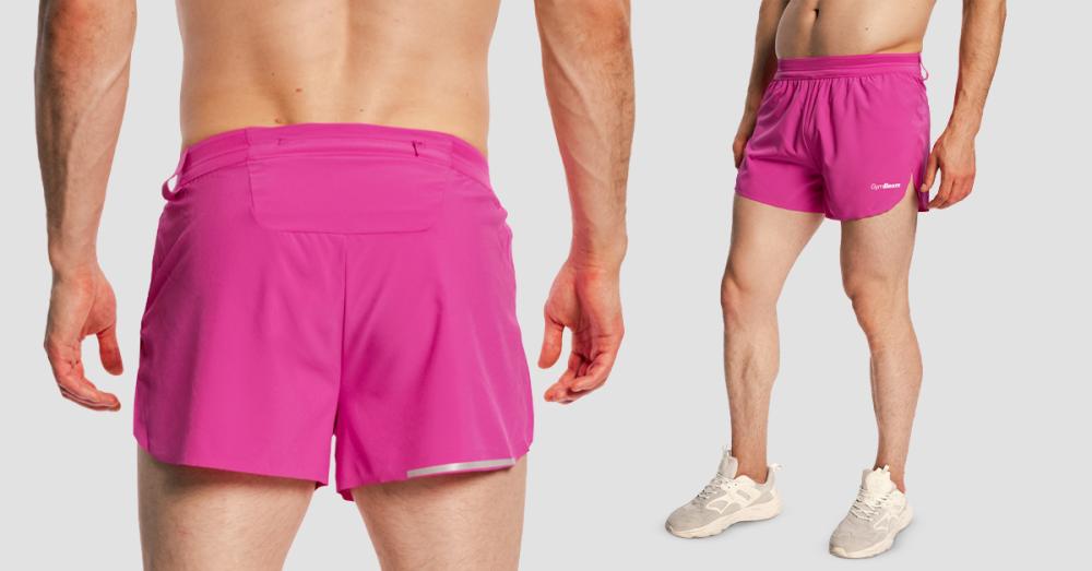 Pantaloni scurți de alergare pentru bărbați 2in1 Pulse X Purple - GymBeam