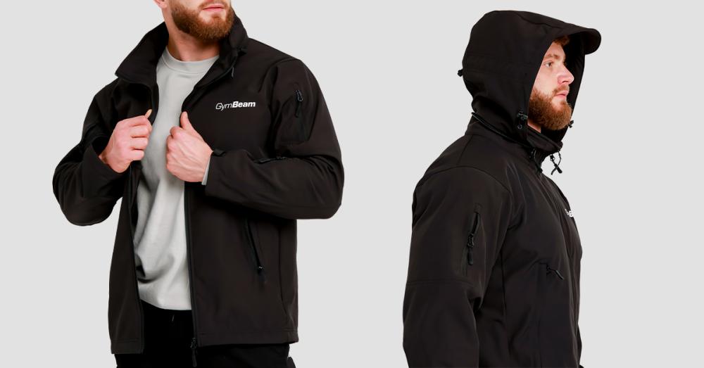Geacă pentru bărbați Softshell Black - GymBeam