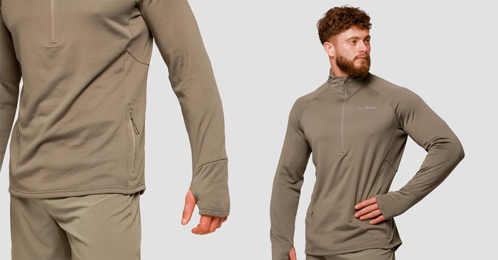 Hanorac de alergare 1/2 Zip Pulse Vetiver - GymBeam