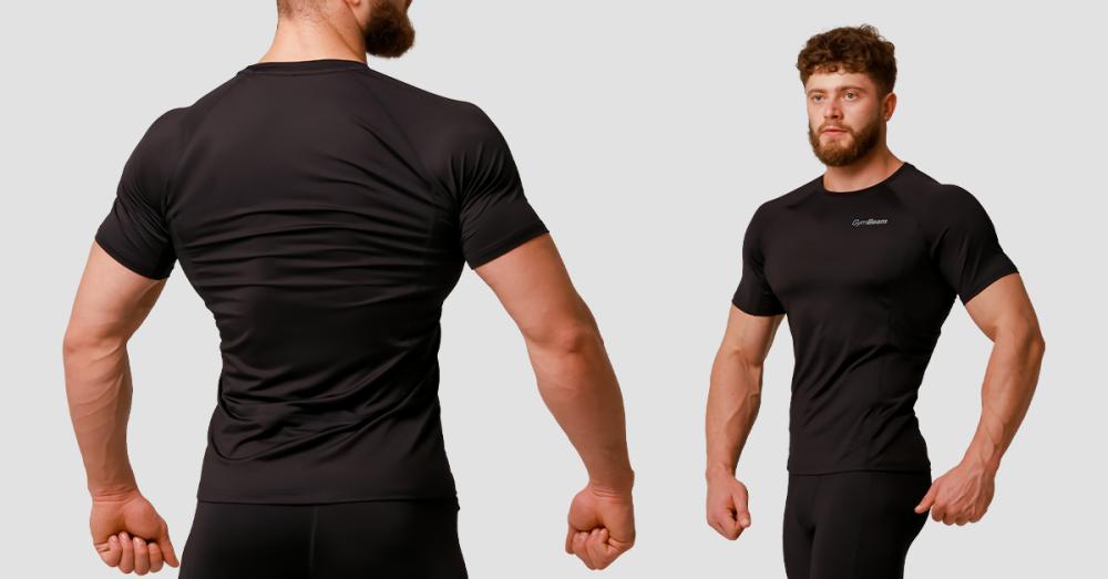 Tricou de alergare Pulse Black - GymBeam