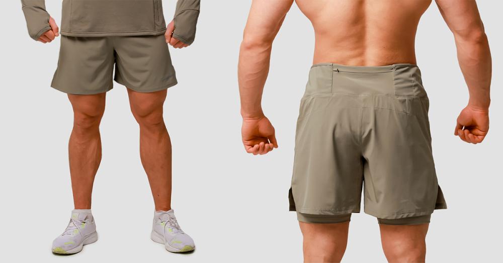 Pantaloni scurți de alergare 2in1 Pulse Vetiver - GymBeam