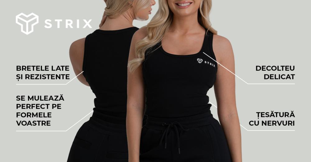 Tricoul femeii Ribbed Tank Top Black - STRIX