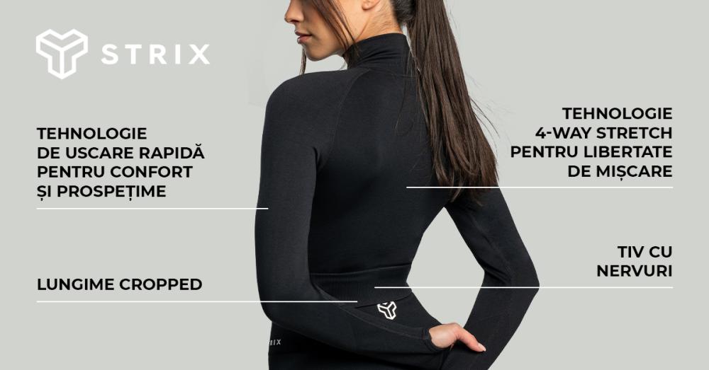 Top pentru femei Cropped Seamless Black - STRIX