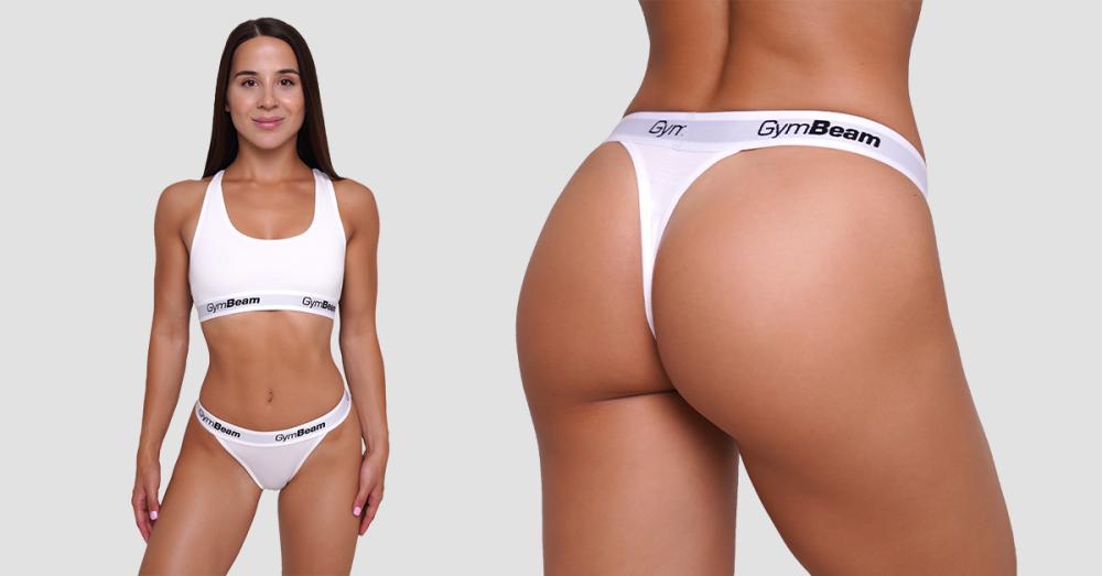 Chiloți Tanga 3Pack White - GymBeam