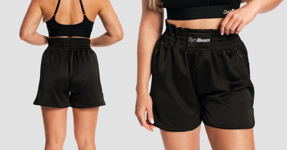 Pantaloni scurți de box de luptă pentru femei Black - GymBeam