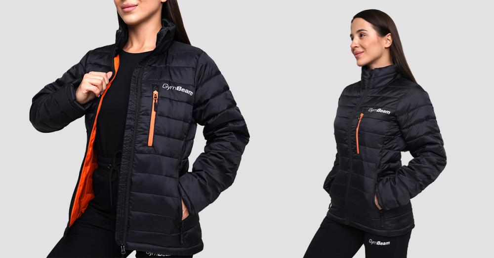 Geacă pentru femei Puffer Black/Orange - GymBeam