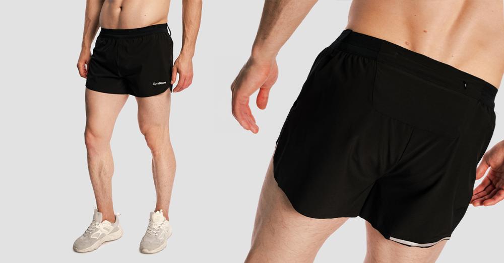 Pantaloni scurți de alergare pentru bărbați 2in1 Pulse X Black - GymBeam