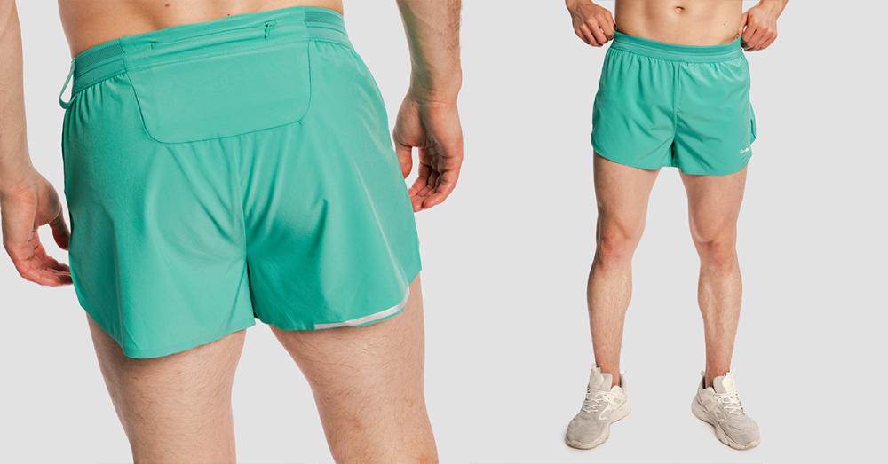 Pantaloni scurți de alergare pentru bărbați 2in1 Pulse X Green - GymBeam