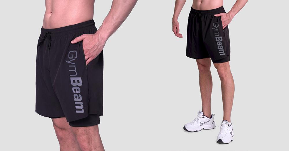 Pantaloni scurți 2in1 Essence Black - GymBeam