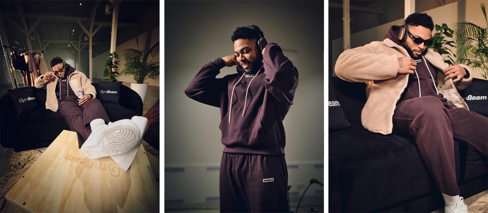 Hanorac Aura Hoodie Tee Brown - GymBeam