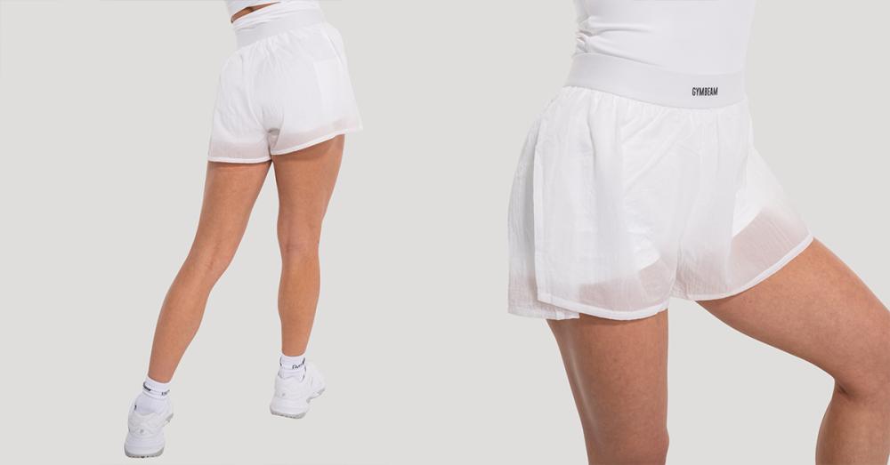 Pantaloni scurți pentru femei Flow White - GymBeam