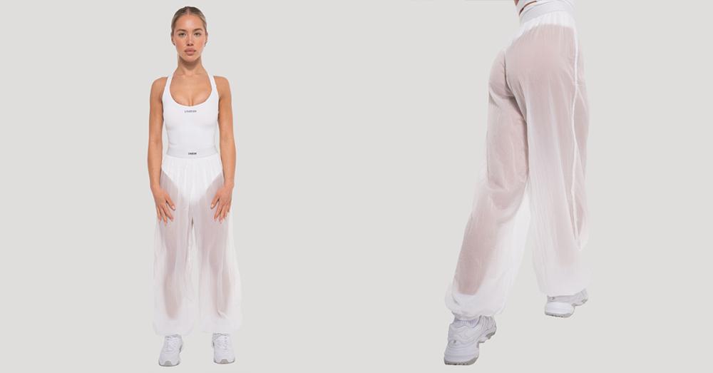 Pantaloni sport pentru femei Flow White - GymBeam