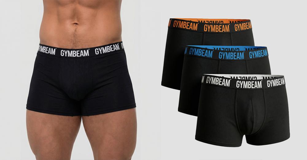 Boxeri pentru bărbați FIT Trunks 3Pack Black - GymBeam