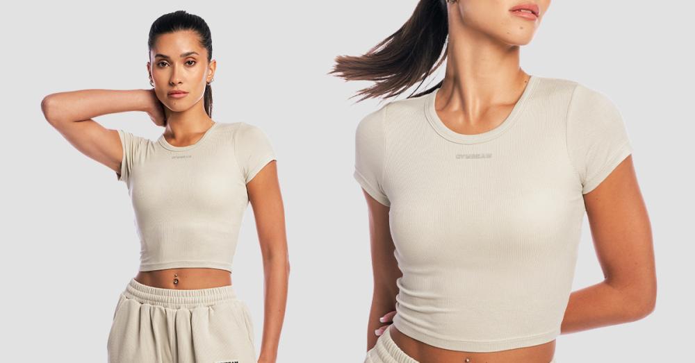 Tricou pentru femei Cropped Aura Grey - GymBeam
