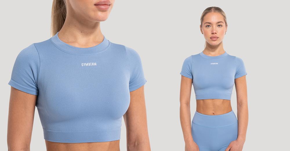 Top Crop Flow pentru femei Azure - GymBeam