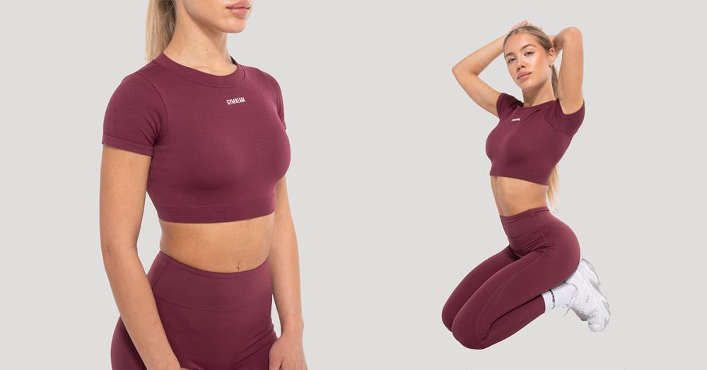Top Crop Flow pentru femei Wine - GymBeam