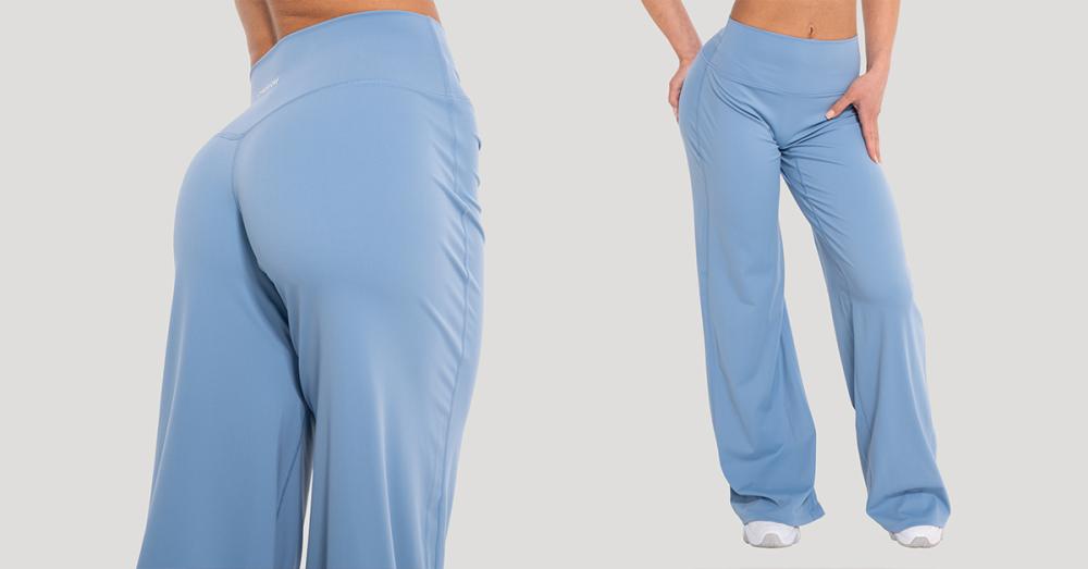 Pantaloni sport pentru femei Straight Flow Azure - GymBeam