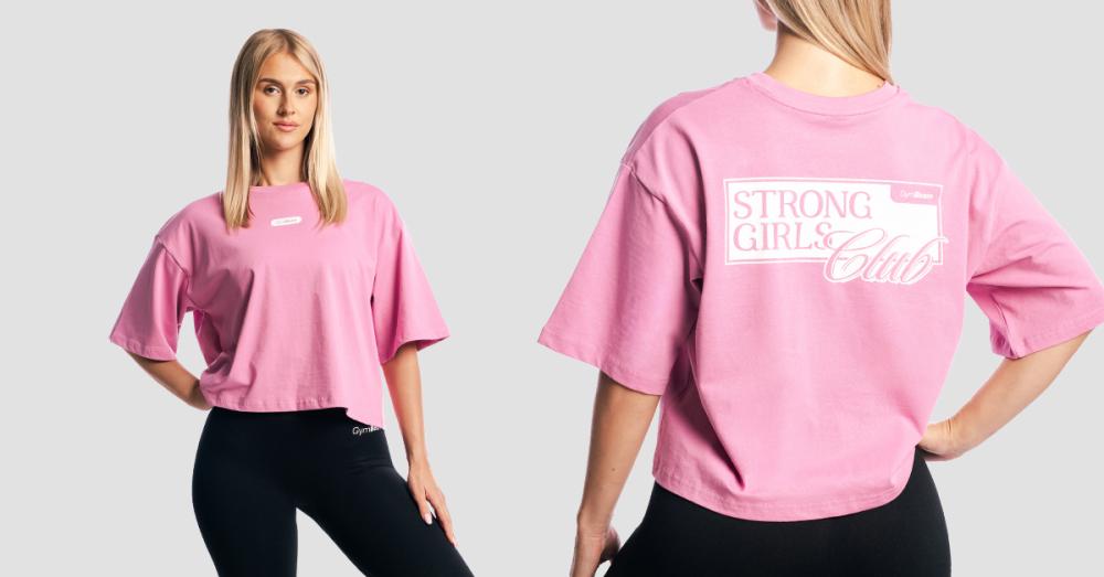 Tricou pentru femei Boxy Girls Club Pink - GymBeam