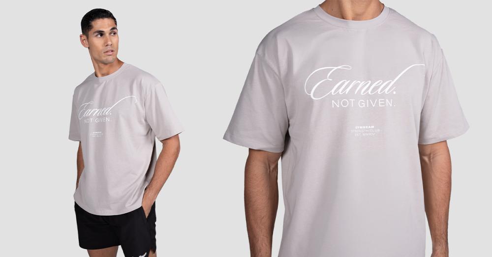 Tricou Earned Gri - GymBeam