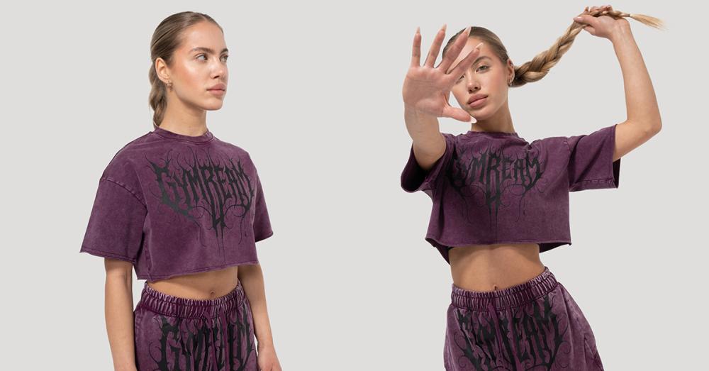 Tricou cropped pentru femei Abyss Raisin - GymBeam