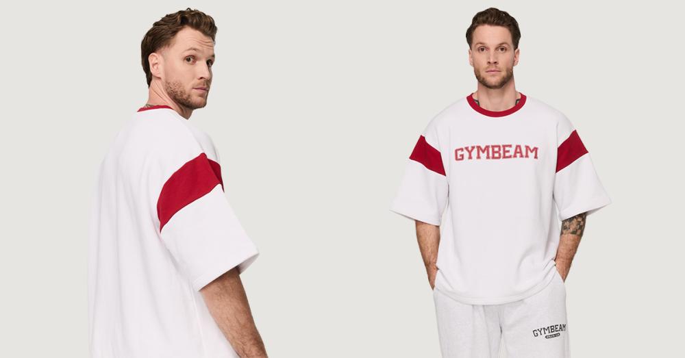 Tricou Premium Heavyweight Varsity White - GymBeam