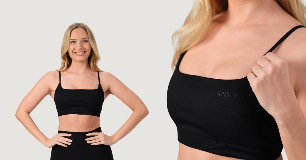 Sutien sport fără cusături NEO Black - GymBeam