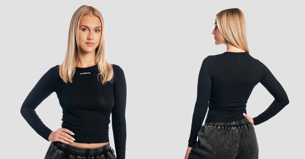 Top cu mânecă lungă pentru femei Aura Black - GymBeam