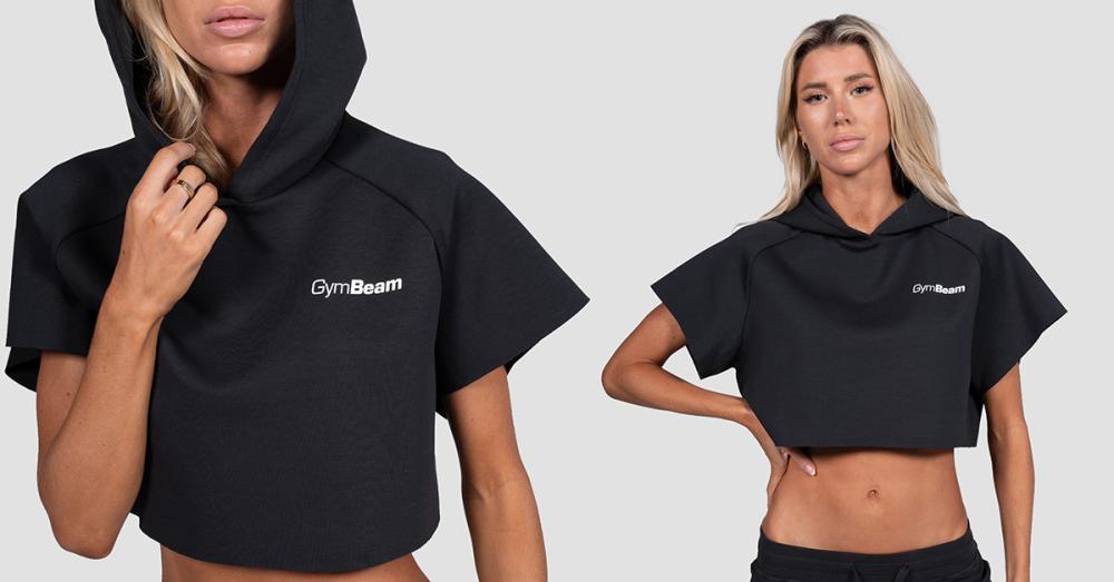 Hanorac pentru femei Relay Cropped Black - GymBeam