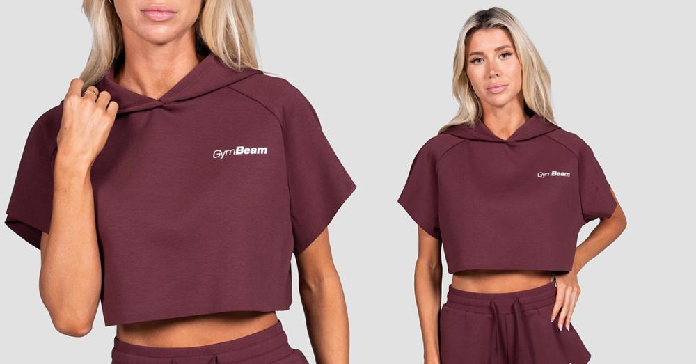 Hanorac pentru femei Relay Cropped Fig - GymBeam