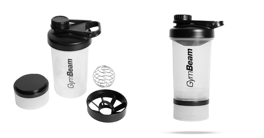 Shaker compartimentat 2in1 Clear 500ml - GymBeam