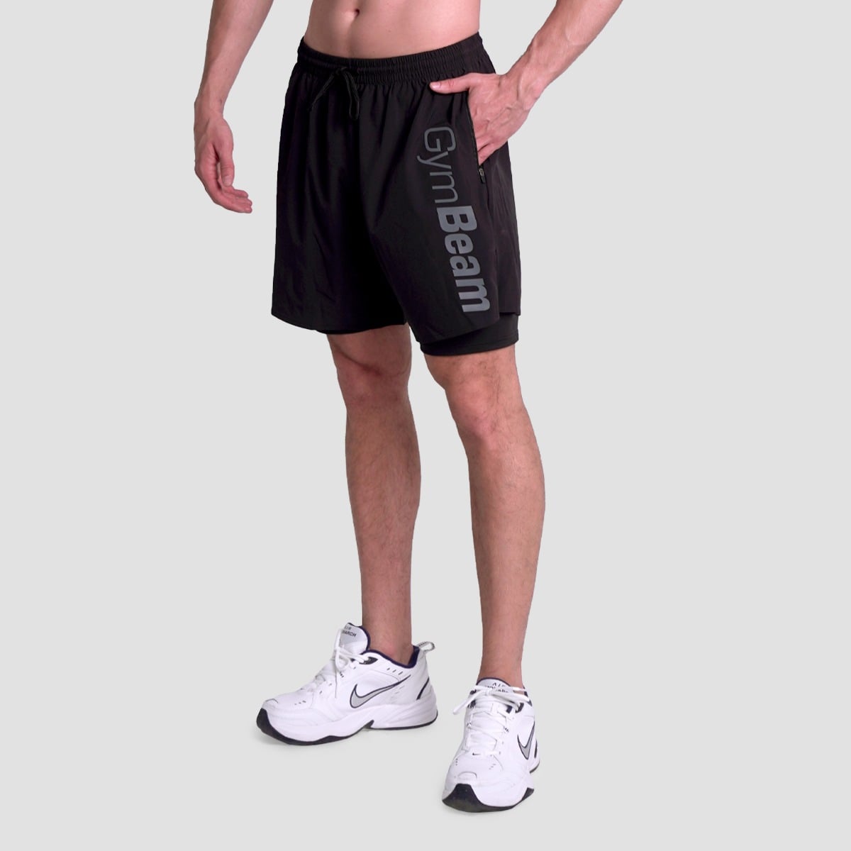 Pantaloni scurți 2in1 Essence Black - GymBeam
