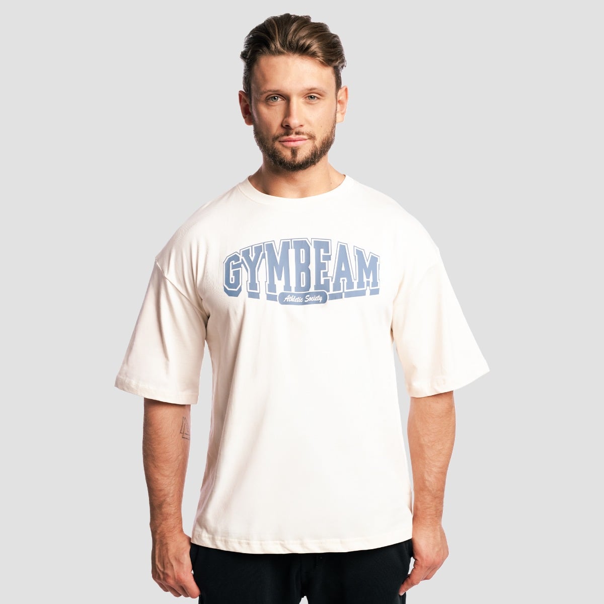 Tricou Boxy Athletic Society Cream - GymBeam