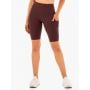 Pantaloni scurți de ciclism pentru femei cu buzunare Reset High Waisted Chocolate - Ryderwear XS