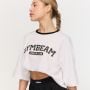Tricou pentru femei Oversized Varsity White - GymBeam XL