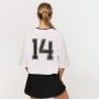 Tricou pentru femei Oversized Varsity White - GymBeam XL