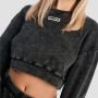 Hanorac pentru femei Cropped Aura Washed Black - GymBeam XS