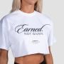 Tricou pentru femei cropped Earned White - GymBeam L