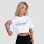 Tricou pentru femei cropped Earned White - GymBeam L