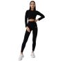 Tricou pentru femei FLO Ribbed Crop Top Black - GymBeam XL