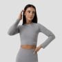 Tricou pentru femei FLO Ribbed Crop Top Grey - GymBeam S