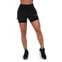 Pantaloni scurți de alergare pentru femei 2in1 Pulse Black - GymBeam L
