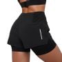 Pantaloni scurți de alergare pentru femei 2in1 Pulse Black - GymBeam L