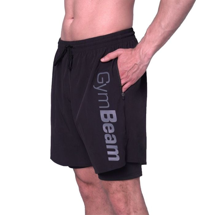 Pantaloni scurți 2in1 Essence Black - GymBeam M