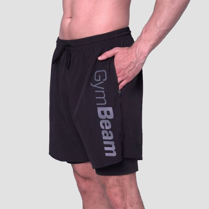 Pantaloni scurți 2in1 Essence Black - GymBeam M
