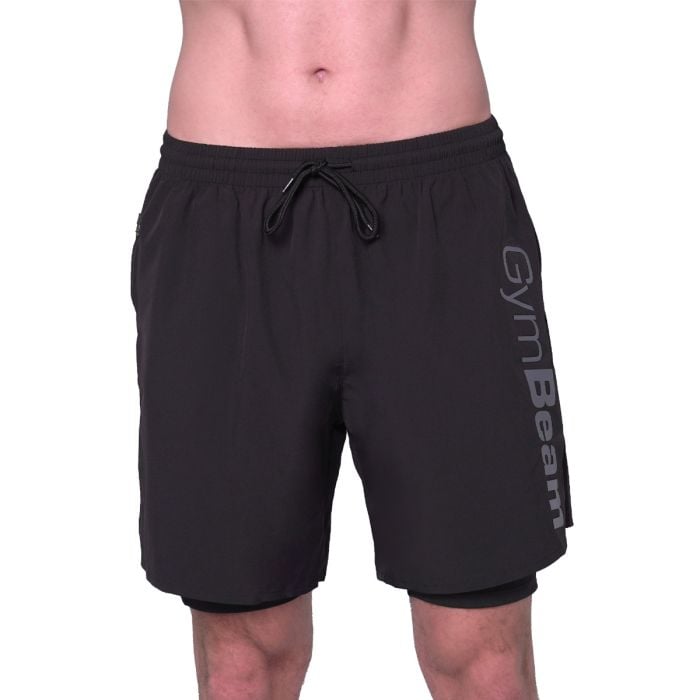 Pantaloni scurți 2in1 Essence Black - GymBeam M