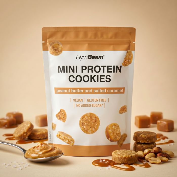 Mini Protein Cookies - GymBeam 100 g - unt de arahide cu ciocolată